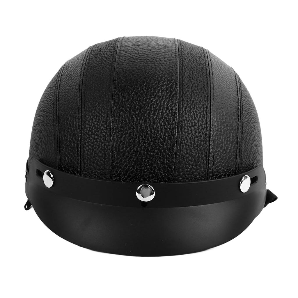 Half Helmet Breathable Sun Blocking Retro Safe PU Leather Motorcycle Helmet for Men Women