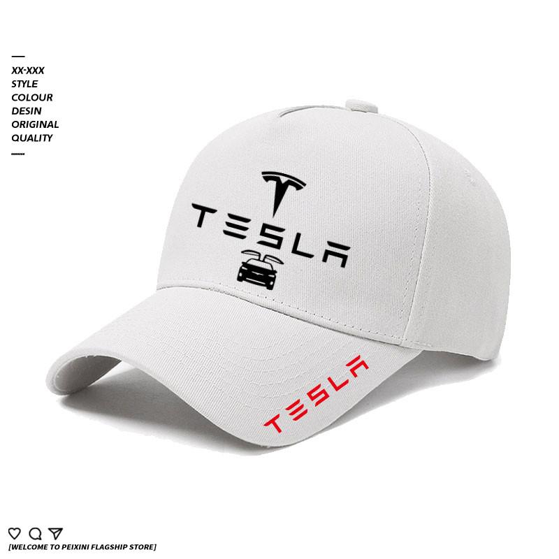 Tesla Vier seizoenen casual voor  Baseballpetten Borduurwerk Mannen Vrouwen Racing Snapback Zonnehoed Buiten Sport Hardlopen Verstelbaar Cadeau wit