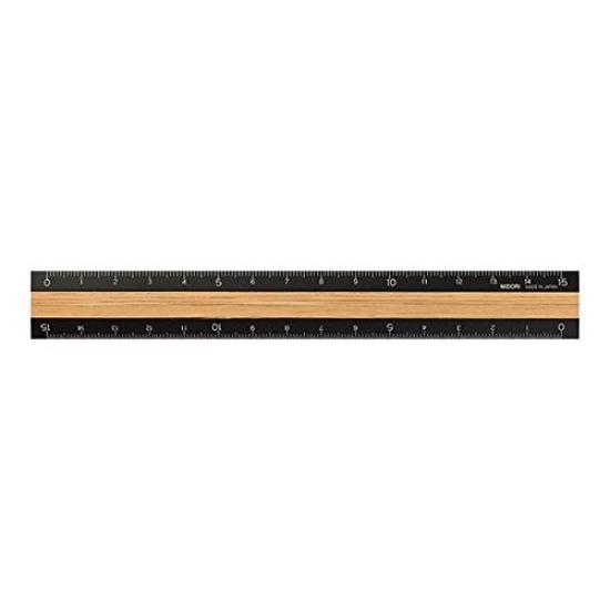 Midori Aluminum Wood 42270006 of & Ruler, 15cm, Black, (Pack 2)