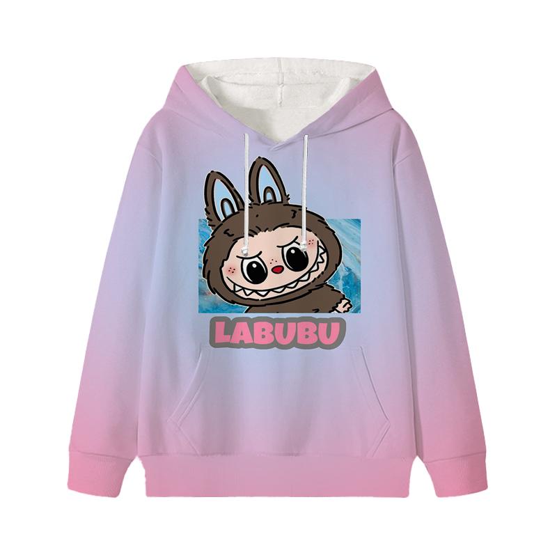 Labubu Printed Kids Long Sleeve Anime Boys Girls Hoodies Autumn Casual Clothes Thin Coat Children Cartoon Jackets Gifts