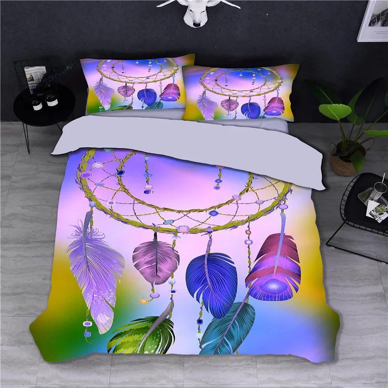 Feather Bohemia Beding Set for Adult Peoples plus Children, Soft Duvet Cover Sets, Twin Ful Quen plus King Bedrom Set, Home Textile boho