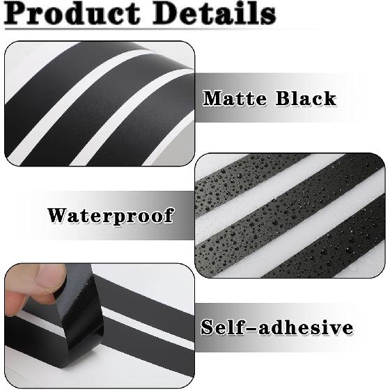 TOMALL 6pcs Car Side Vent ert Stripe Vinyl Stickers Compatible with Chevrolet Camaro 2010-2015 Inlay Side Vent Gill Decals for Car (Matte Black)