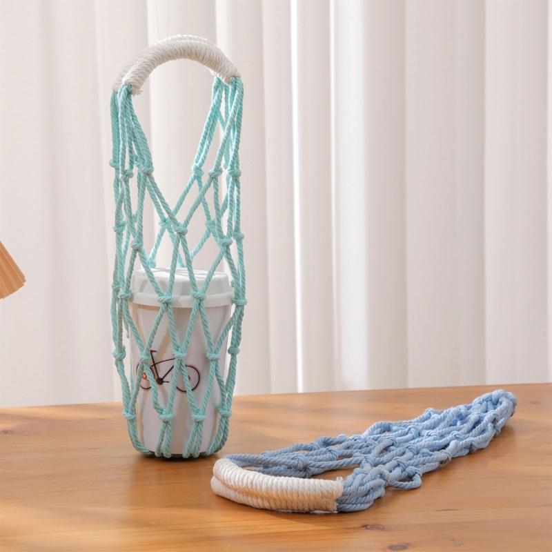 Hand-Woven Bottle Holder Cup Sleeve Handmade Drink Container Sleeve Suitable For Hiking Camping And School