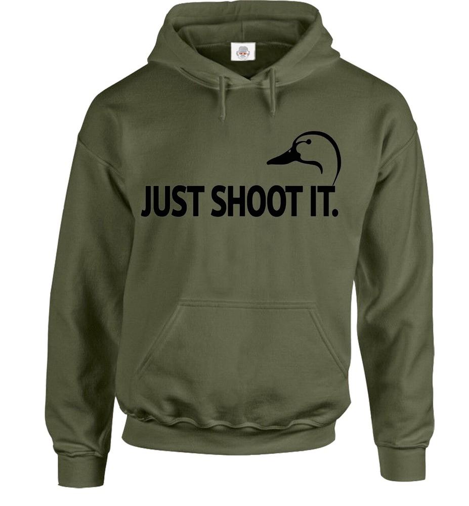 JUST SHOOT IT FRONT amp; BACK PRINT HOODY Funny Hunter Funny Soldier Army Rifle Unisex T-Shirt L