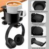 A84E-2 In 1 Desk Cup Holder With Headphone Hanger Spill Resistant Cup Holder For Desktop Coffee Cup/Bottle/Earphone