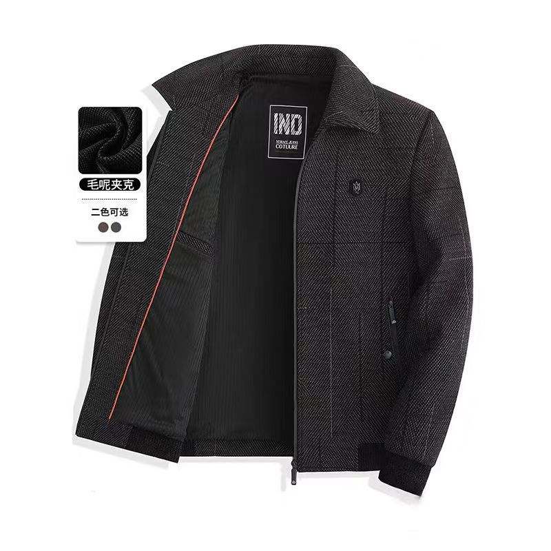 Thick Chenier Men's Dad Spring and Autumn Jacket Medium Old Father Jacket Casual Lapel New