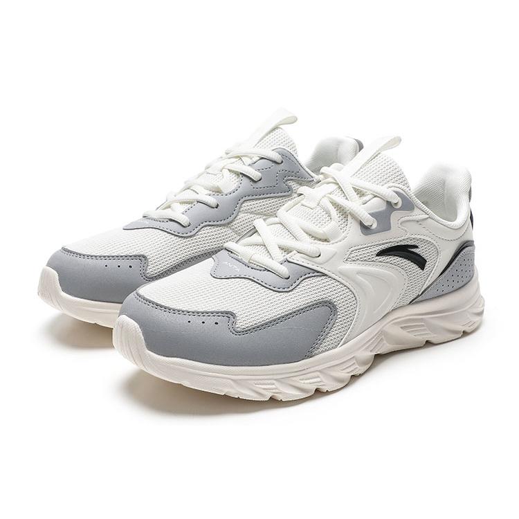 New Anta Cushioned Anti Slip Wear Resistant Breathable Lightweight Low Top Running Shoes Men's White Gray Sports 912235527-7
