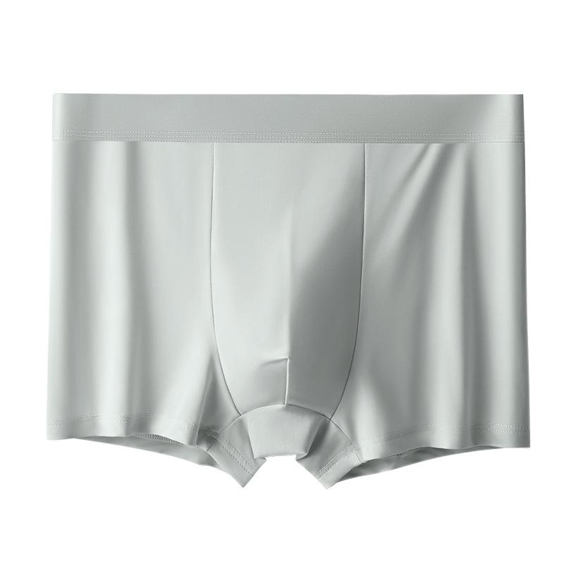 Men's Ice Silk Underwear Quick Drying Antibacterial Flat Corner Shorts Solid Color Seamless Underwear