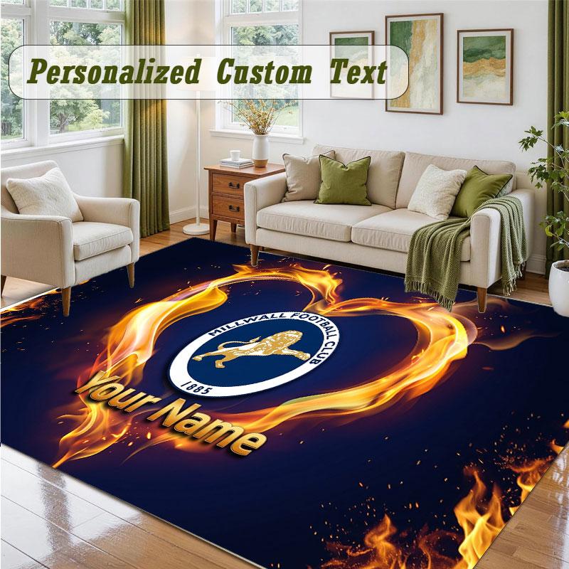 Crystal Velvet Square Rug Custom NameMonaco FC Pattern Non Slip Home Floor Decor Rug