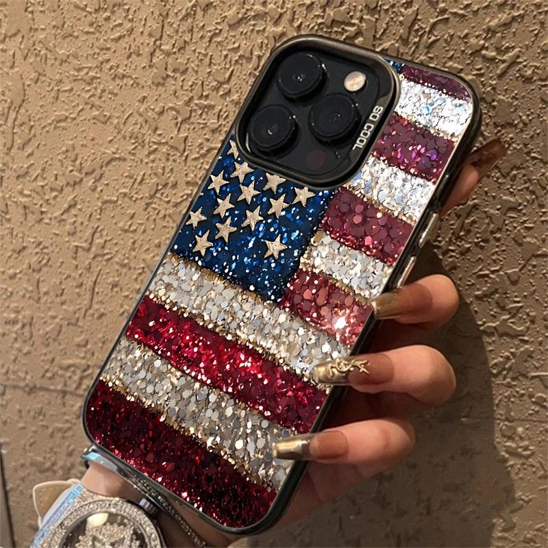 American Flag Pattern Design IMD Phone Case For iPhone 17 16 Pro Max 15 Plus 14 13 12 11 17Air 16E XS X XR Shockproof Hard Cover