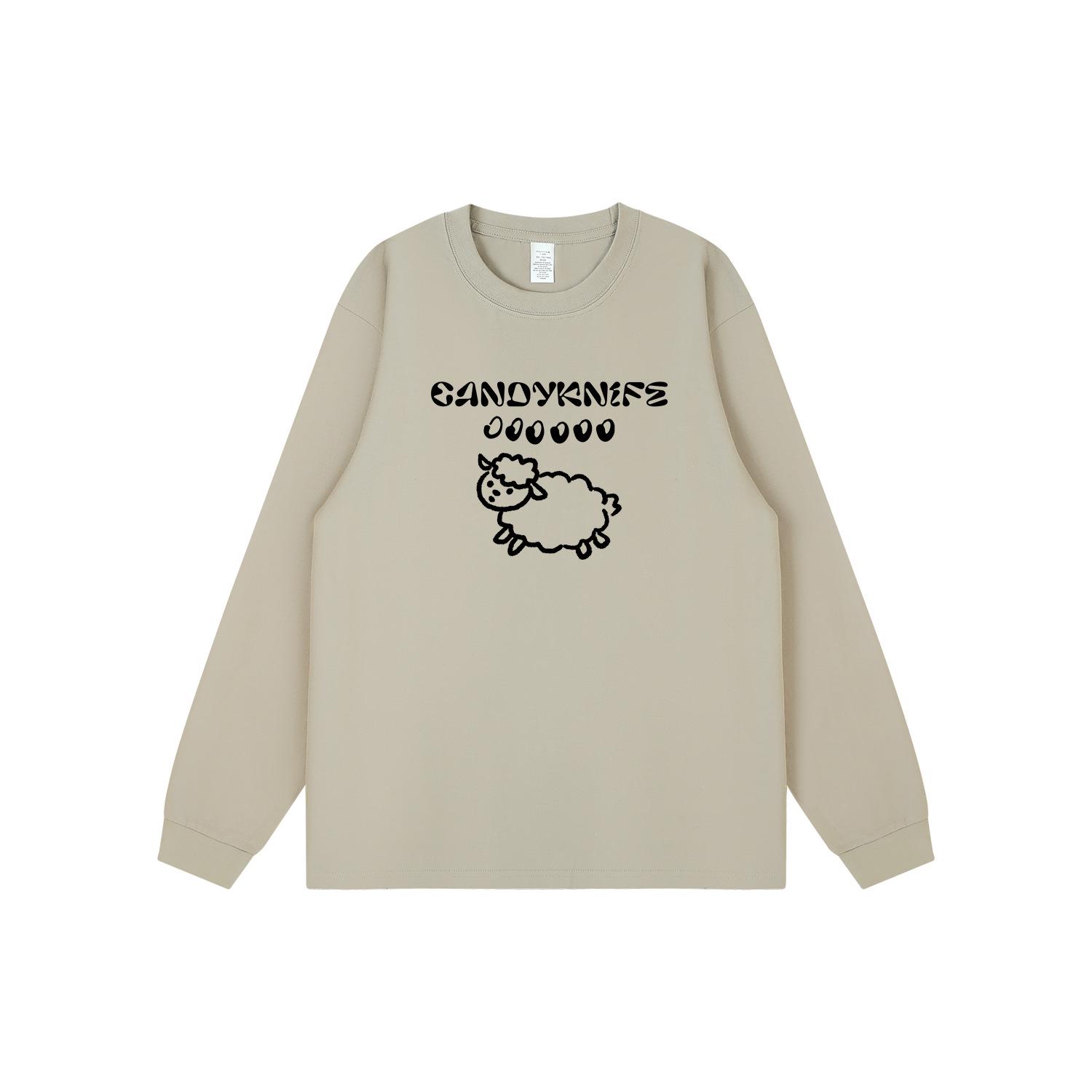 

Adorable Japanese Cartoon Lamb Print Versatile Long-Sleeve Top for Autumn/Winter L