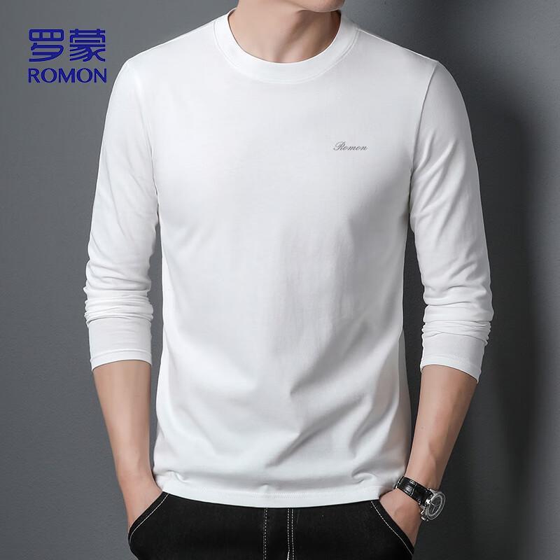 Romon Men s Pure Cotton Long Sleeve Round Neck T-Shirt 3XL