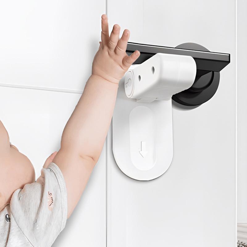 Door Rod Lock Universal Door Lever Lock Anti Opening Handle Child and Baby Safety Lock No Drilling Multifunctional Hidden Button