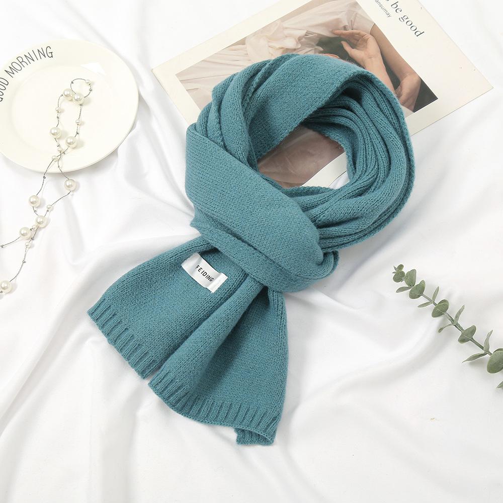 New Korean Style Knitted Scarf For Women Men Girls Students Autumn Winter Solid Thickened Scarves Soft Shawl Female Wrap Shawls