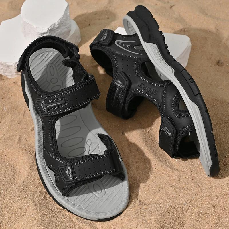 FashionHandmade Mens Sandals Genuine Leather Sandals Men Outdoor Summer Shoes Casual Flats Lightweight Fashion Men Sneakers Beach Shoes