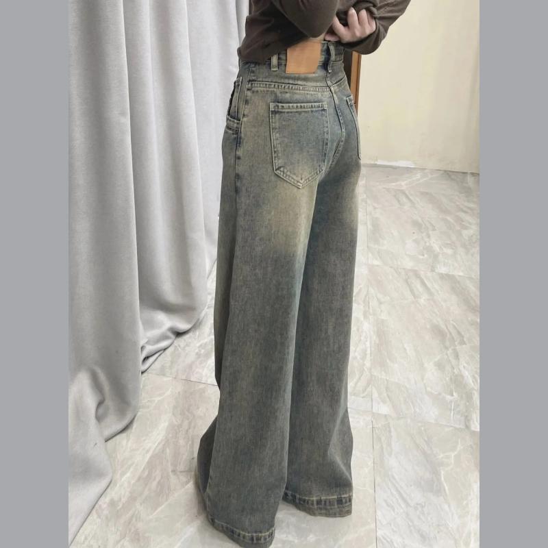 Jeans Women's High-waisted Straight Loose Wide-leg Trousers
