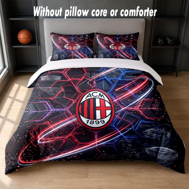 AC Milan Design Bed Bedding Set 1 Duvet Cover + 2 Pillowcases Soft Breathable Household Bed Linens