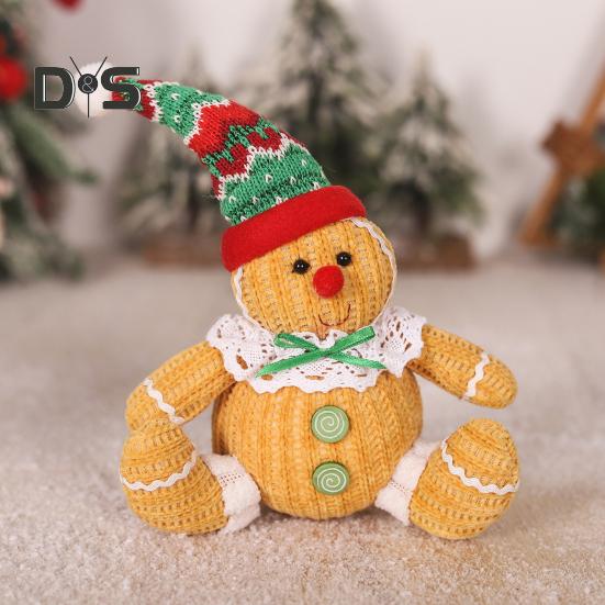 Gingerbread Man Doll Plush Christmas Doll Toy Soft Stuffed Sitting Cookie Gingerbread Festive Decor for Xmas New Year Gift