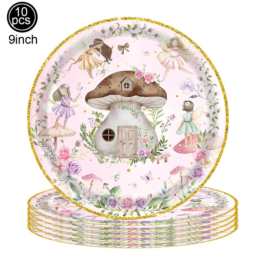 Pink Butterfly Flower Fairy Theme Disposable Tableware Plates Cups Napkins Girls Birthday Party Wedding Baby Shower Decor