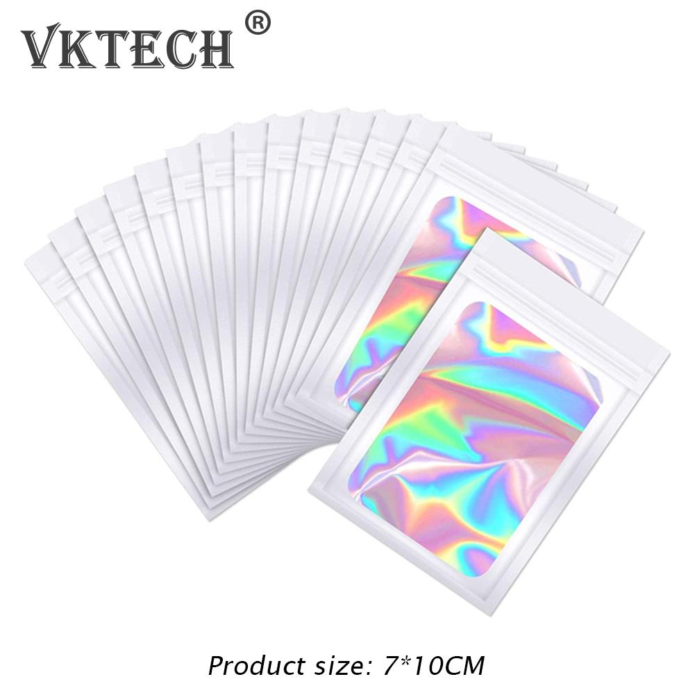 100pcs Smell Proof Mylar Bags Resealable Odor Proof Bags Holographic Packaging Pouch Bag Food Jewelry Laser Zip Lock Bag