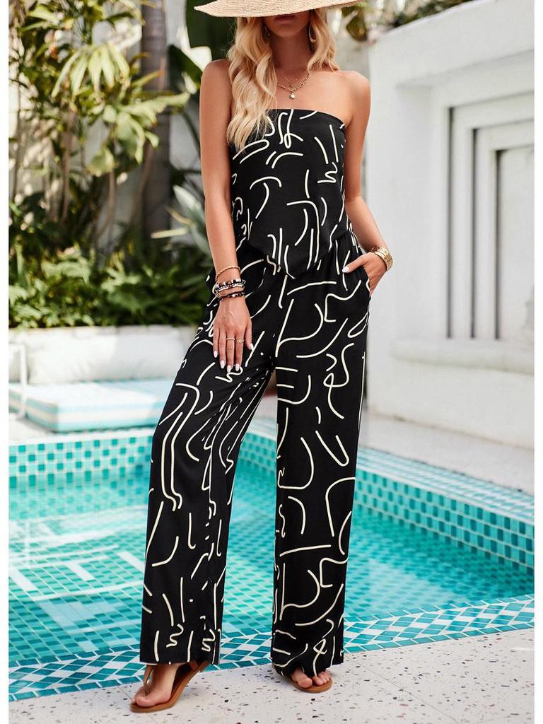 Diyun European Women's Bohemian Style Rayon Print Pants Set (Spring/Summer 2025)