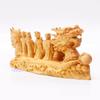 Seven Lucky Gods Treasure Ship Natural Boxwood Auspicious Wooden for Academic Housewarming Buddhist Gods of Wooden Carving of the Seven Lucky Gods 7 x