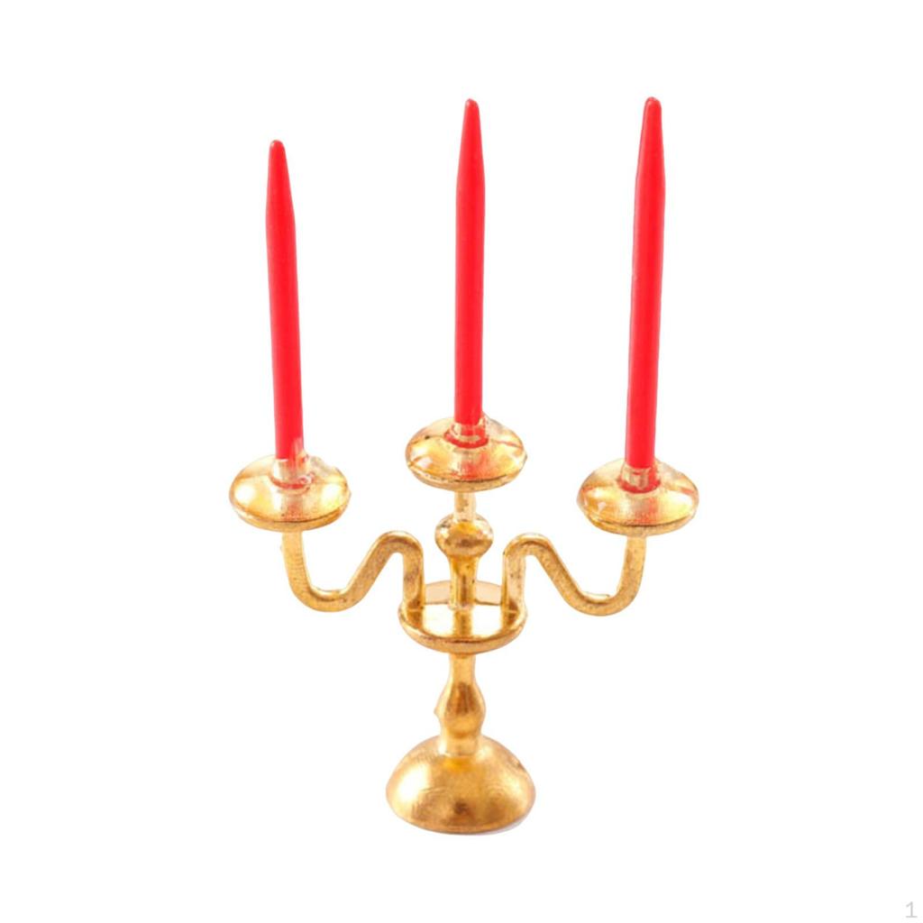 1/12 Dollhouse Candle Holder Doll House Candlestick Ornament Cute Miniature Model for Cabinet Table