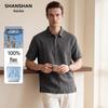 SHANSHAN Men's 100% Linen Casual Short Sleeve Polo Shirt