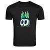 Green Flame Skull Cartoon Graphic T-Shirt