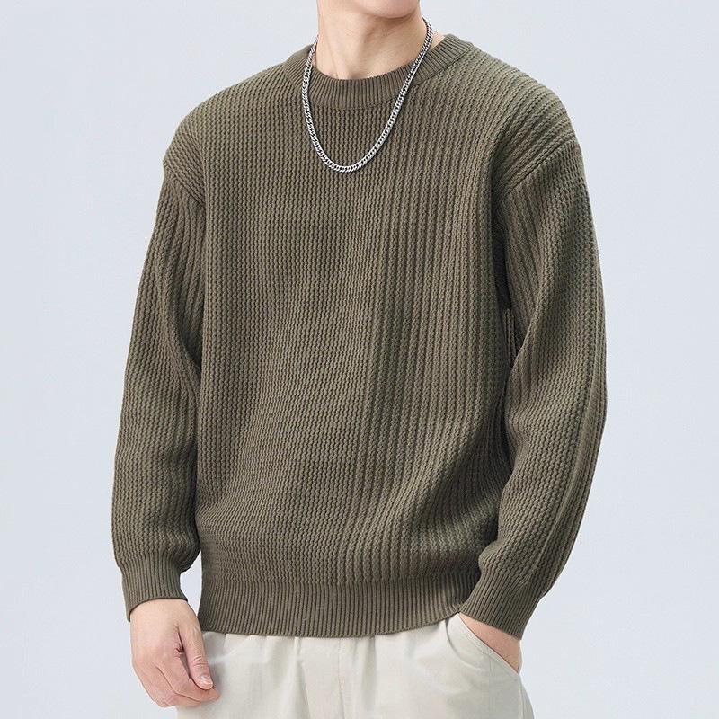 Men's Warm Fashionable Big Size Heavy Sweater Soft High Quality Fabric Round Neck Sweater Loose Casual Sports Long-sleeved Knit Shirt
