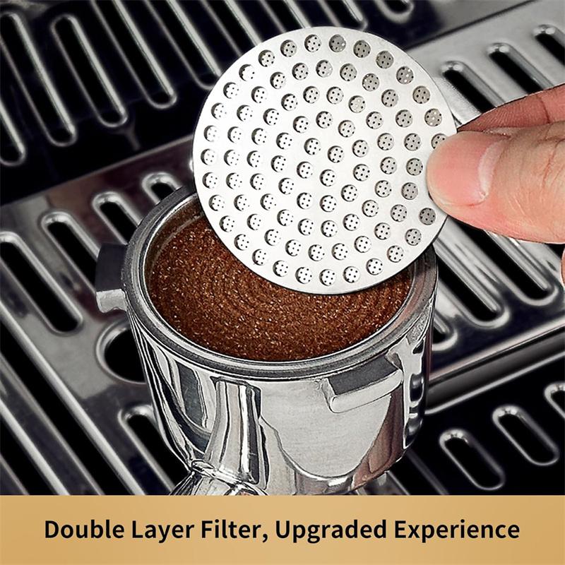 58/53/51mm 2PCS Espresso Dosing Funnel & Puck Screen Kit Magnetic Espresso Coffee Dosing Ring Reusable Espresso Puck Screen