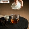 100ml Handbemalte Kalligraphie Sorglos Gaiwan Japanische Teeterrine Teeschale mit Deckel Set Teezubereitung Deckelschale Teegeschirr Zubehör