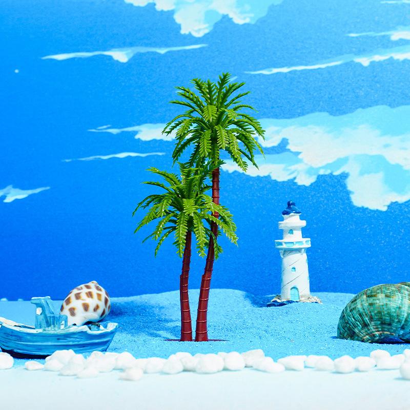 5Pcs Diy Park Rainforest Train Railroad Decor Dollhouse Simulation Coconut Palm Tree Model Building Landscape Miniature Tree
