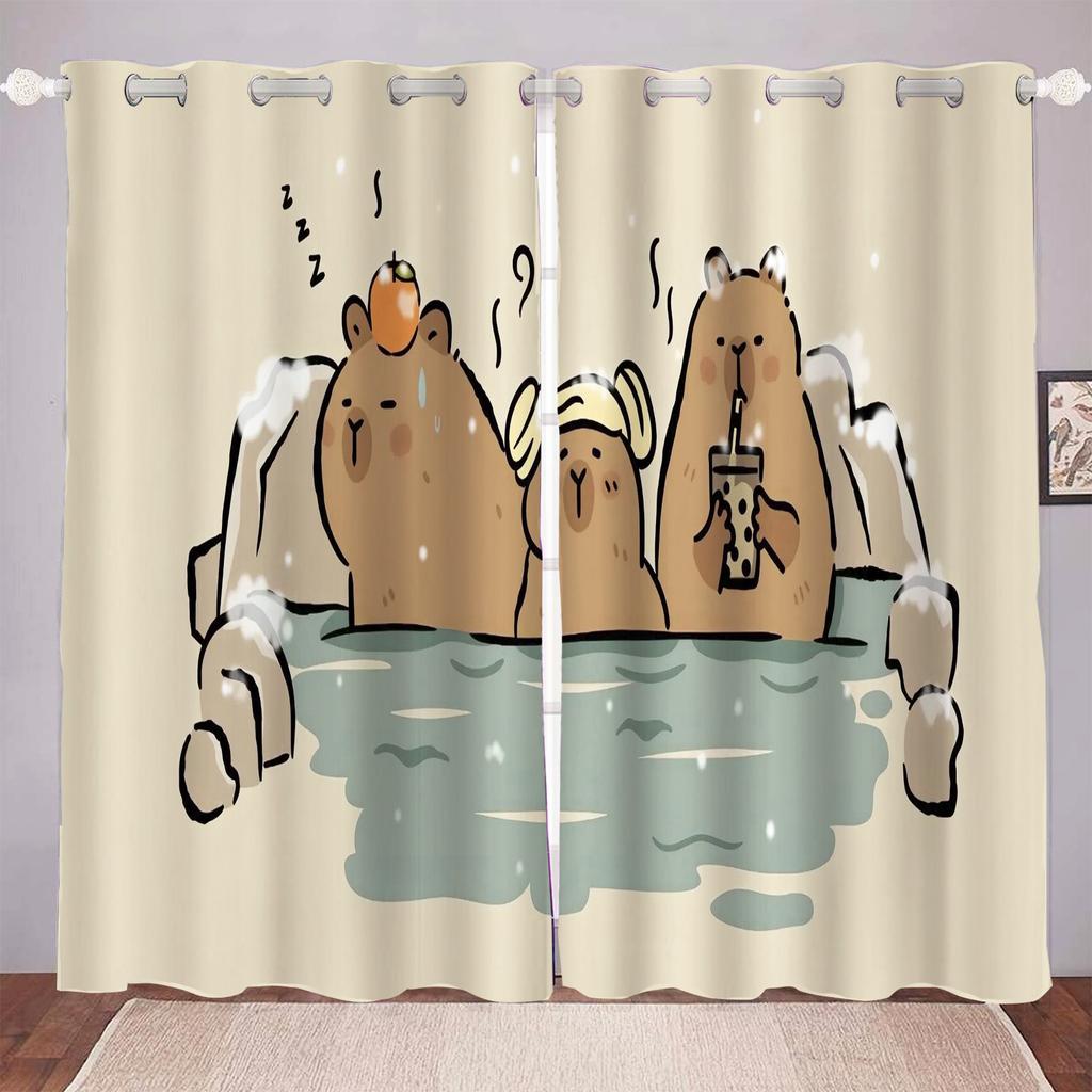 Cartoon Capybabr Curtain For Boy 3D Print Bedroom Living Room Window Blackout Partition Style Home Decoration