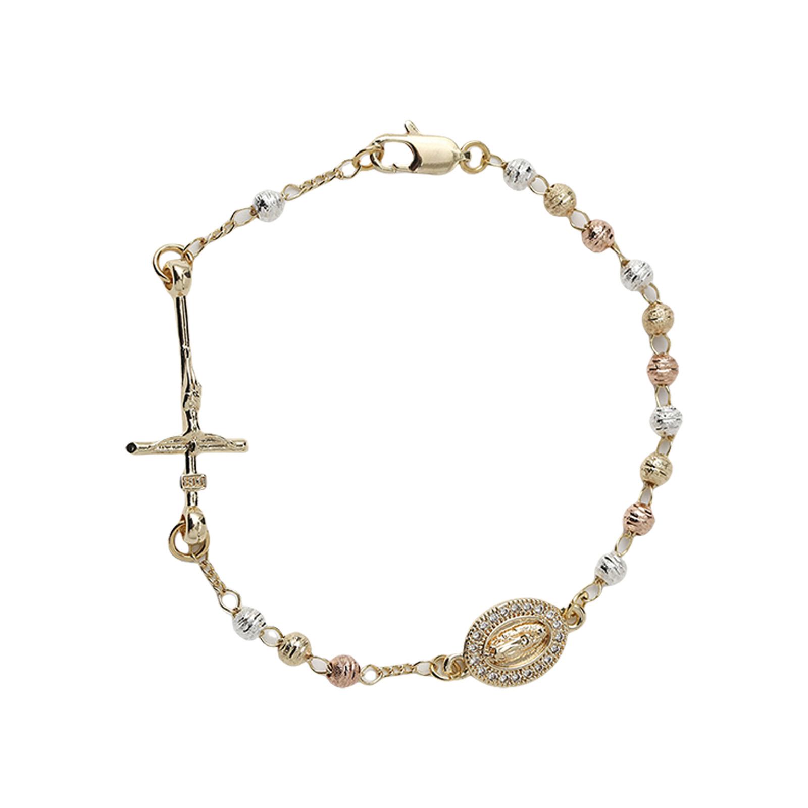 

Позолоченный браслет-четки Святого Бенедикта Религиозное украшение Подарок Католический металлический браслет с распятием 2