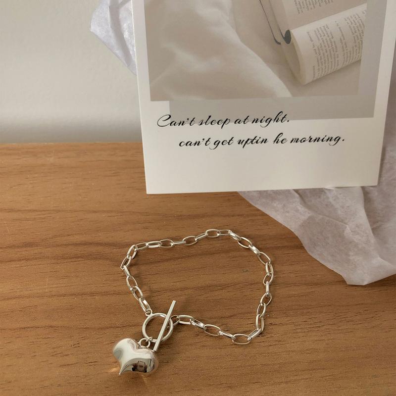 Ot Buckle Love Bracelet Female Personality Style Student Simple Niche Design Peach Heart Chain Girlfriend Chain