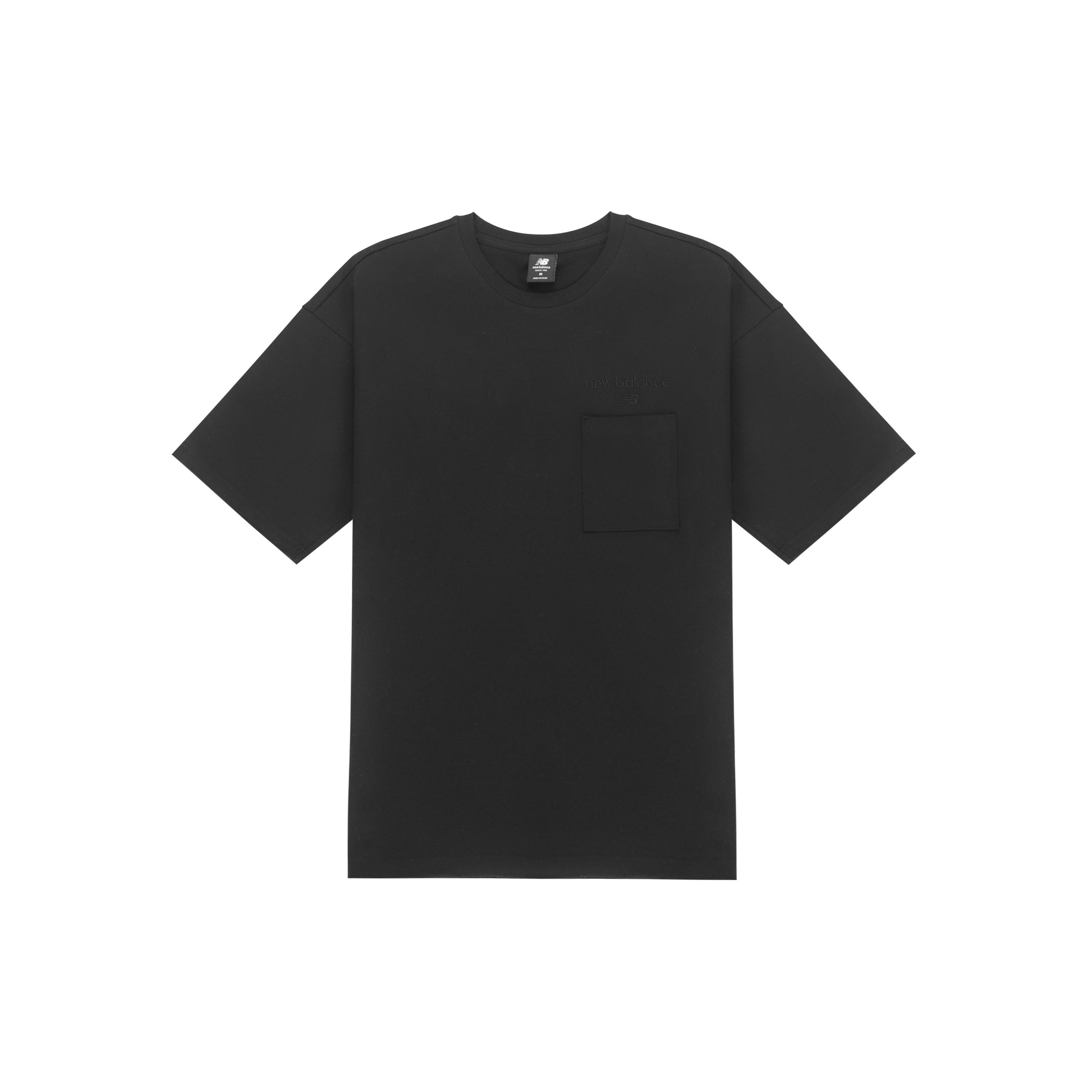 New Balance Logo Embroidered Pocket Knit Round Neck Short Sleeve Couple Style Black Men s AMT21549-BK M
