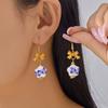 Chinese Style Blue and White Porcelain Pendant Earring For Women Vintage Ceramic Bead Pearls Long Earrings Party Jewelry Gift