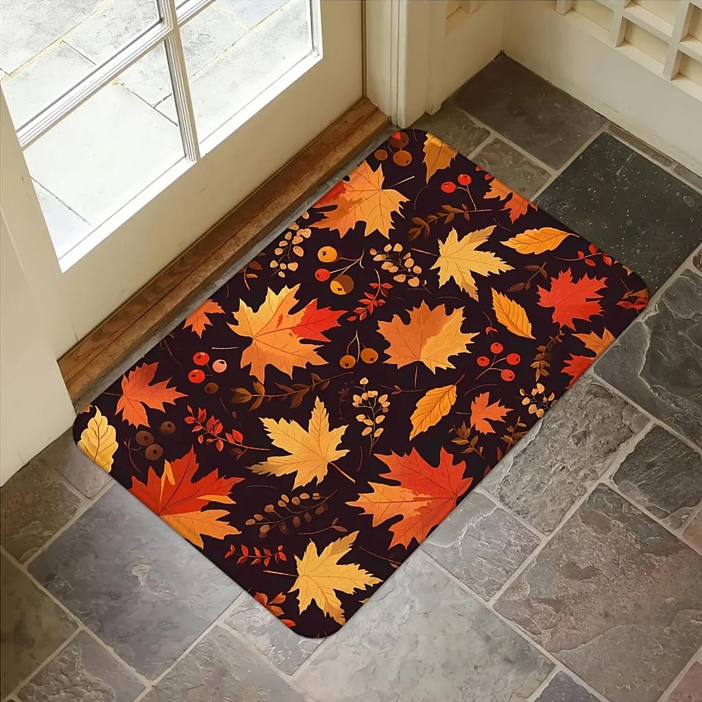 Hello Fall Maple Leaf Entrance Doormat Decor Carpet  Living Room Autumn Harvest Bathroom Non-slip Floormat Thanksgiving Decor