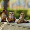 Yoga Owl Statue Sculpture Simulation Funny Ornament Resin Garden Animal for