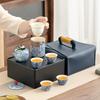 Portable Kung Fu tea set, high-end storage gift box, light luxury Ru kiln car express cup travel set