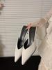 Fashion 2025 New Thin Pointed Thin Heel V-mouth High Heel Temperament Bao Head Half Slippers Women Wear