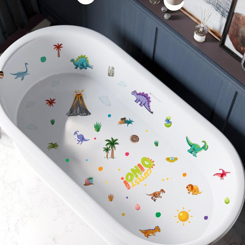 6Pcs/Set Bathtub Decoration Anti-Slip Bathtub Stickers Cartoon Coral Crab Small Fish Pattern Stickers Bathroom Pvc Frosted Batht
