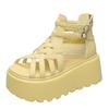 Fashion 2025 Designers Women Summer Leather Sandals Open Toe 8CM Platform Wedge Sneakers Women Casual Shoes Beach Sandálias Das Mulheres