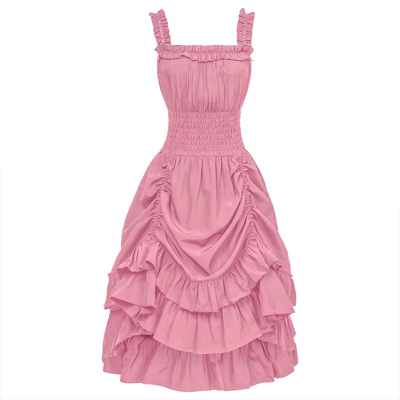 European & American Plus Size Steampunk Gothic Victorian Ruffled Sleeveless Women's Dress