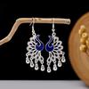 Cloisonné Peacock Earrings: Imitation Miao Silver Totem with Phoenix Bell Pendant for Women