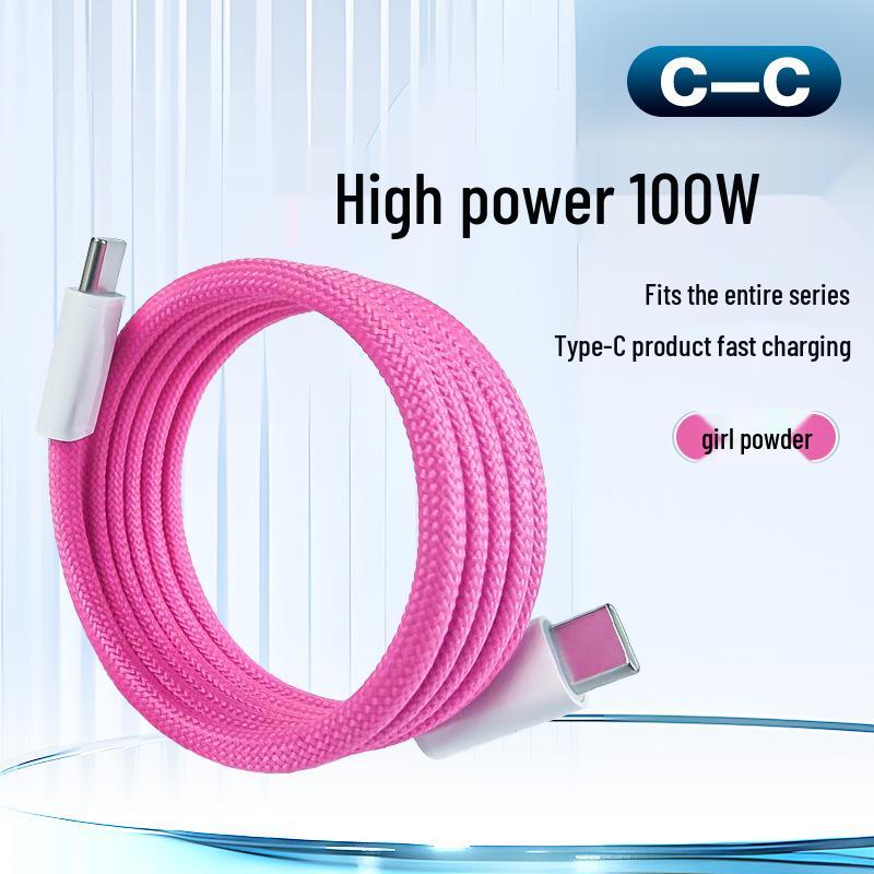 100W Dual Type-C Magnetic Braided Fast Charging Cable for Tablets & Computers - Compatible with Apple & Android Devices