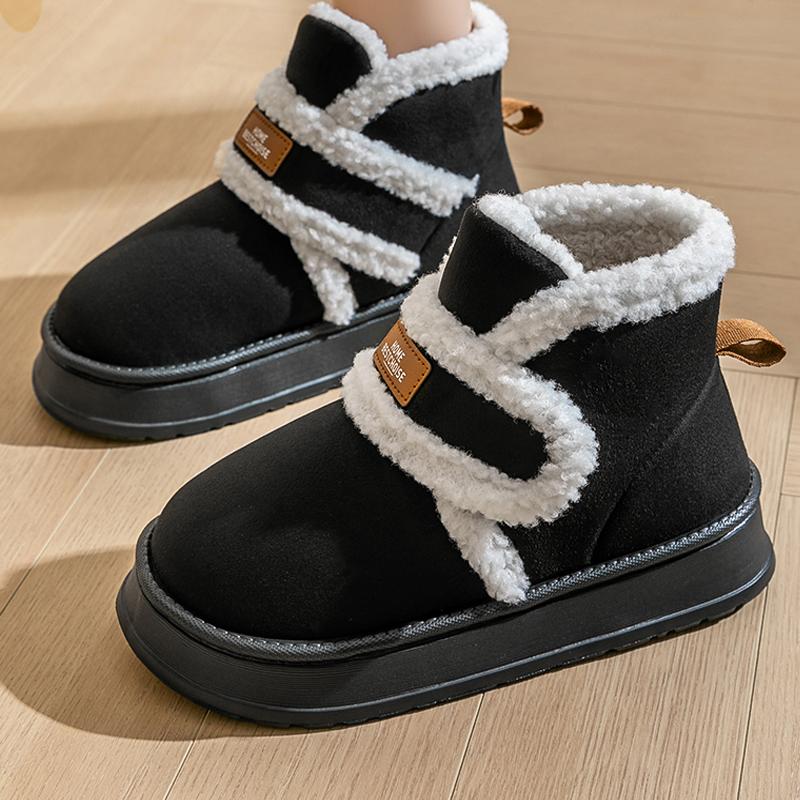 Thick Soled Snow Boots Women Fluffy Plush Faux Fur Soft Slippers Winter Indoor Comfortable Home Non-slip Shoes