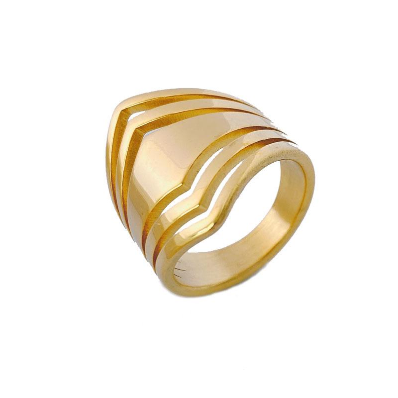 Koreansk Stil Simpel Titanium Stål Ring Dame Geometrisk Skinnende Cool Stil Ring Trendy Smykker