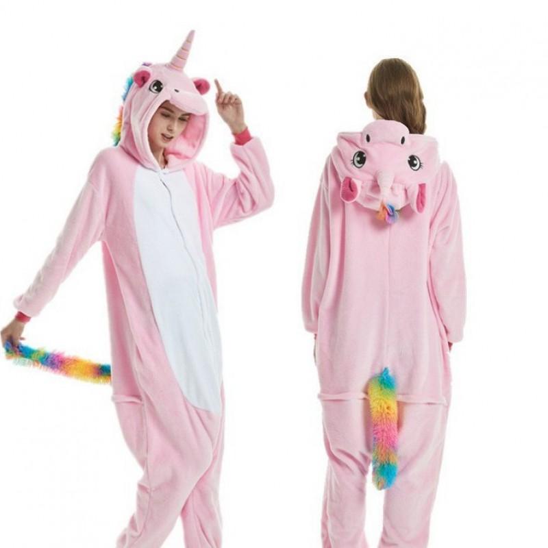 Cozy Cartoon Fleece Onesie Pajamas Couples Winter Home Sleepwear With Cow Nezha Capybara Disney Characters